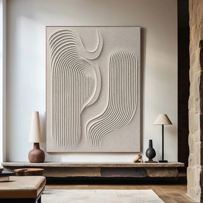 Zoes Deco Original Hand-Painted Abstract/Minimalist/Beige & Brown