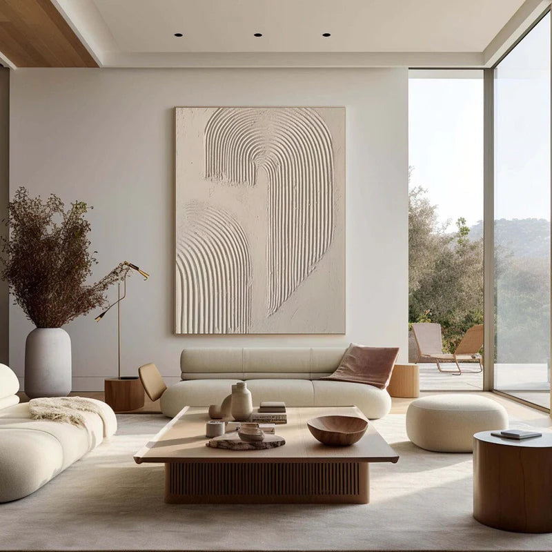 Beige & Brown Textured Minimalist Wall Art #BM011