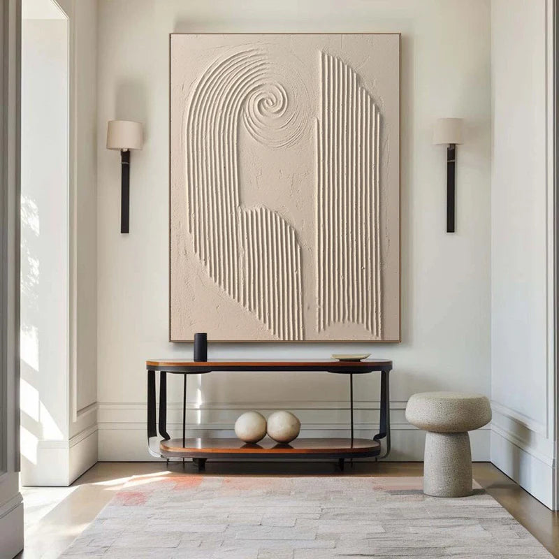 Beige & Brown Textured Minimalist Wall Art #BM007
