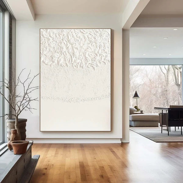 White Textured Minimalist Wall Art #WT039