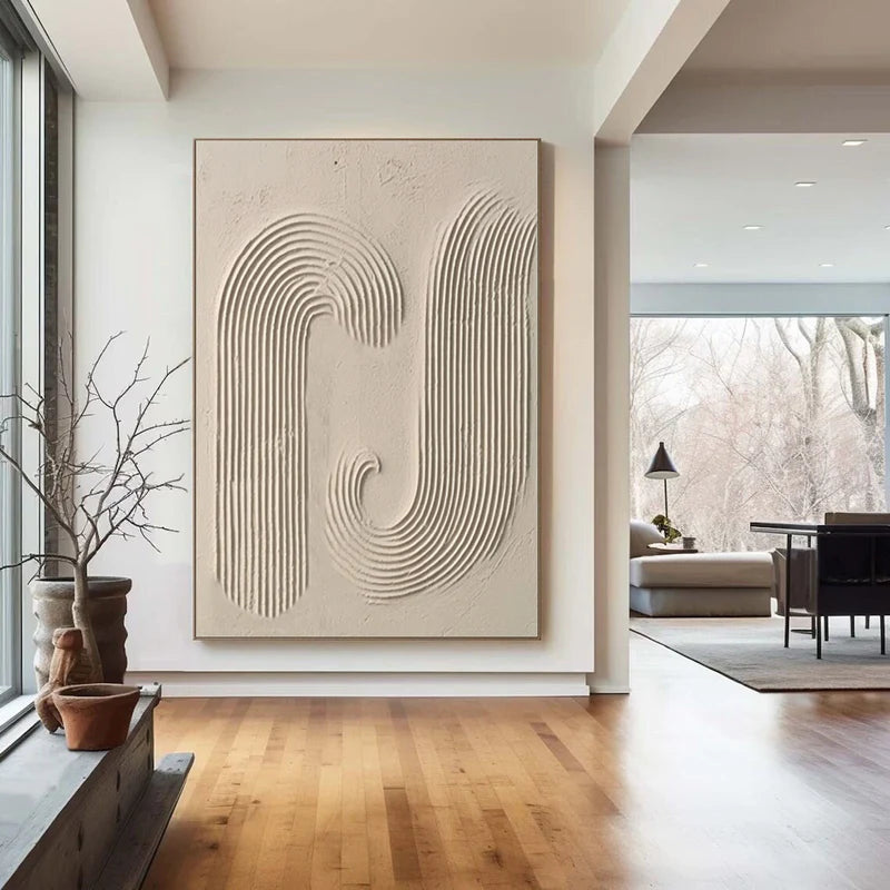 Beige & Brown Textured Minimalist Wall Art #BM006