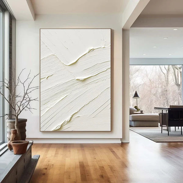 White Textured Minimalist Wall Art #WT038