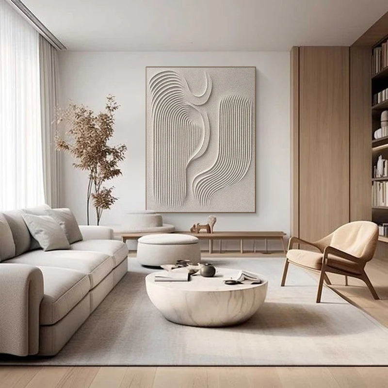 Beige & Brown Textured Minimalist Wall Art #BM005