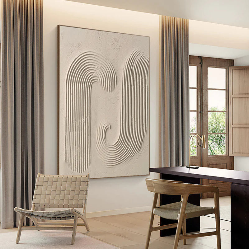 Beige & Brown Textured Minimalist Wall Art #BM006