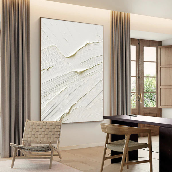 White Textured Minimalist Wall Art #WT038