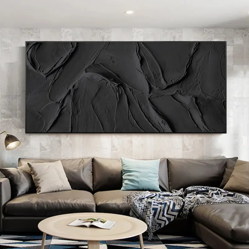 Black Textured Minimalist Wall Art #BT003