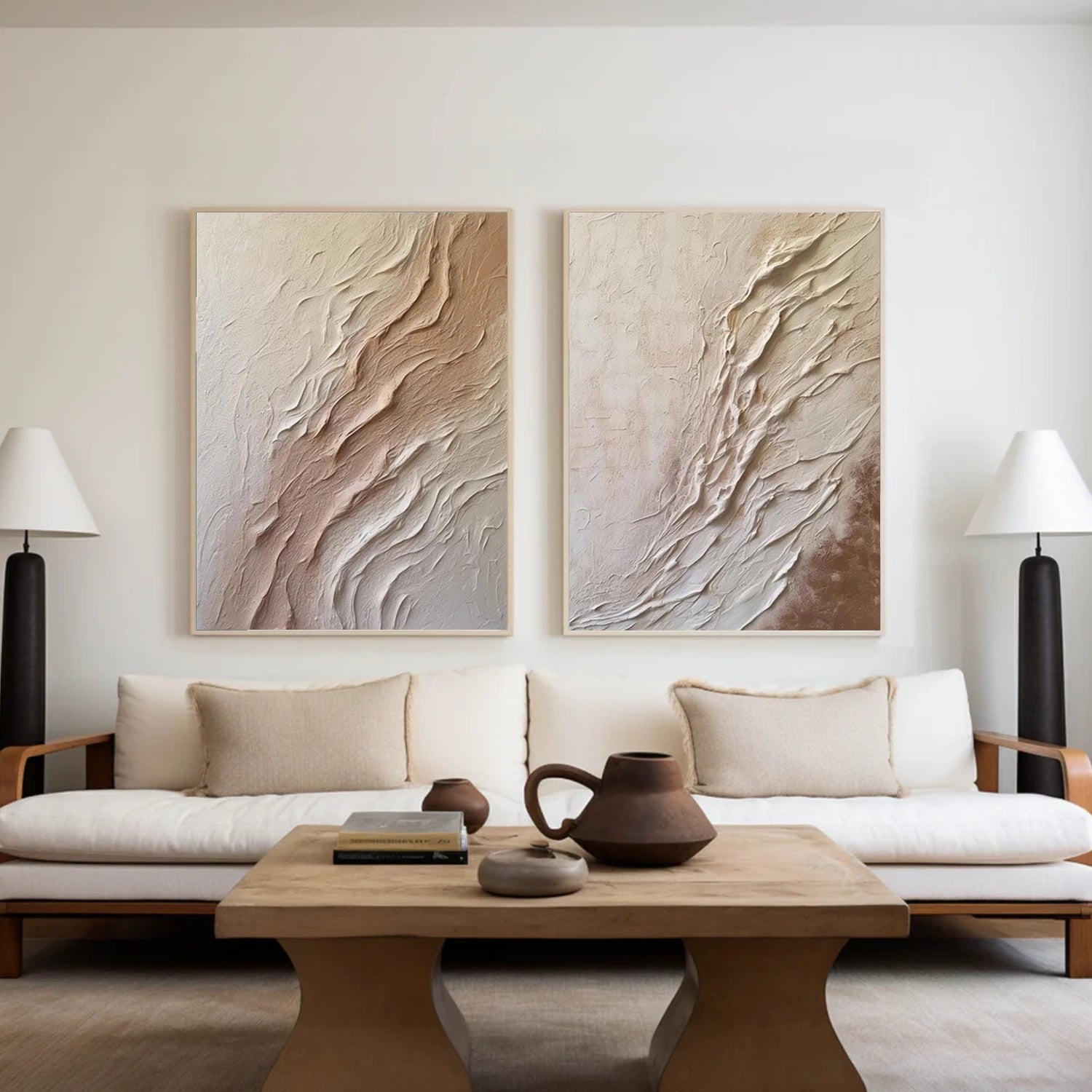 Beige and Brown Textured Minimalist Wall Art #WT228