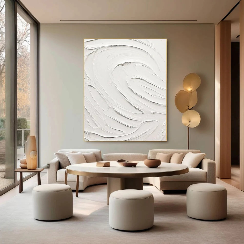White Textured Minimalist Wall Art #WT026