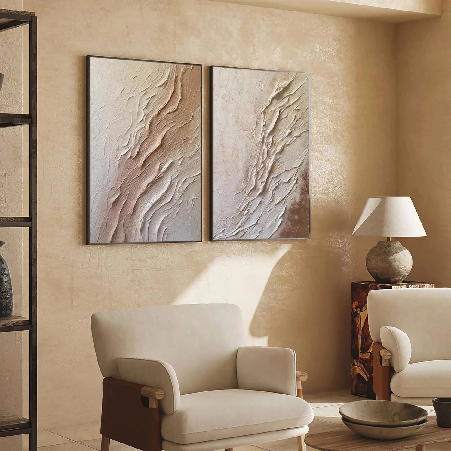Beige and Brown Textured Minimalist Wall Art #WT228