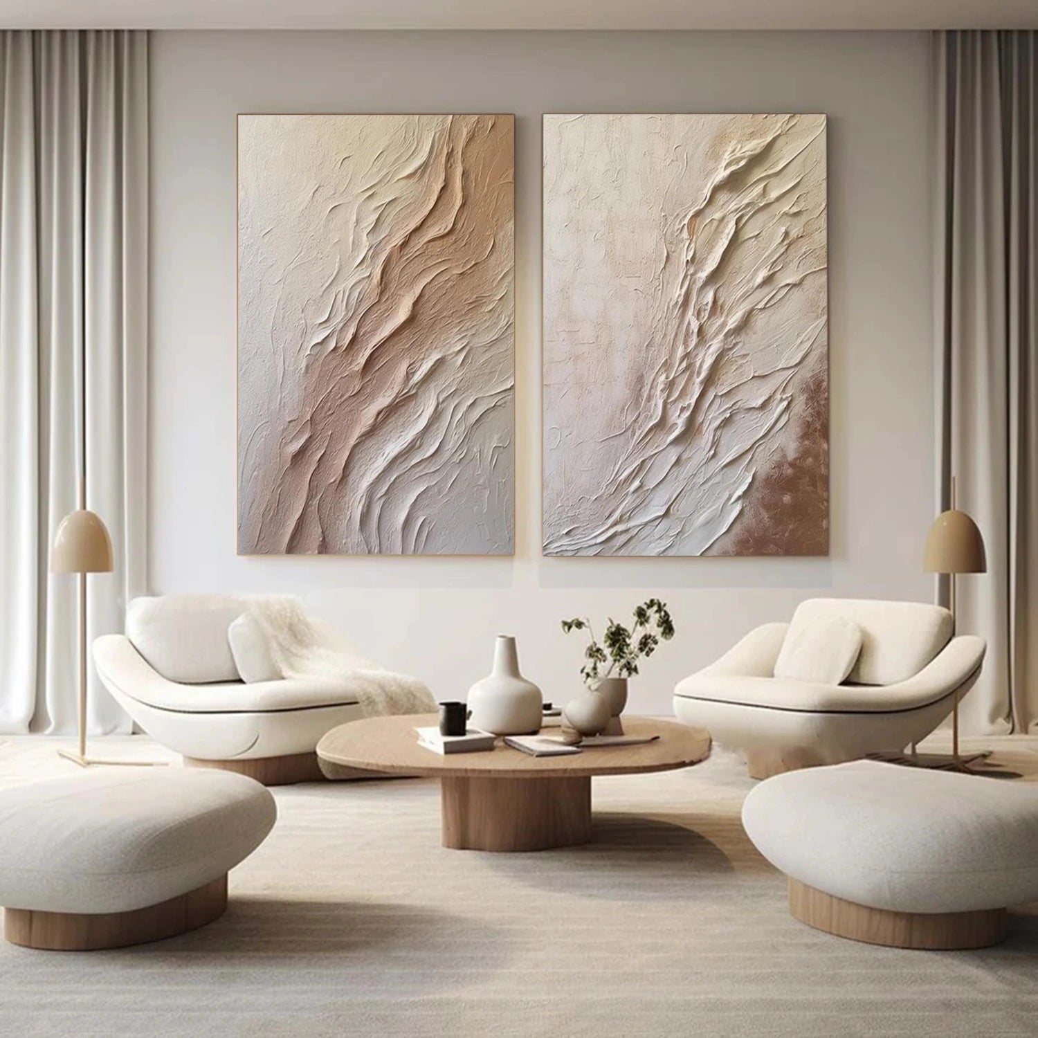 Beige and Brown Textured Minimalist Wall Art #WT228