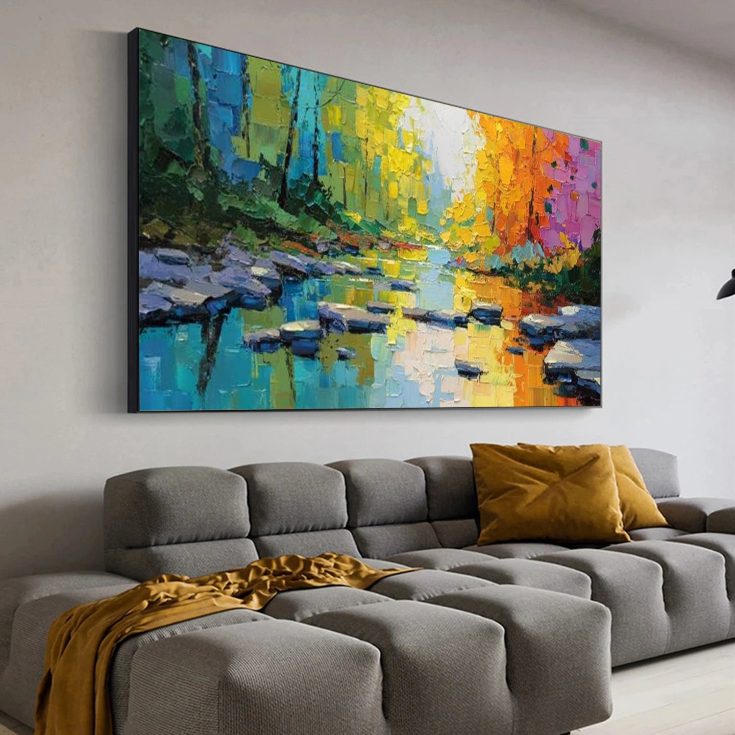 Colorful Tree And Flower Abstract Textured Wall Art #TF169