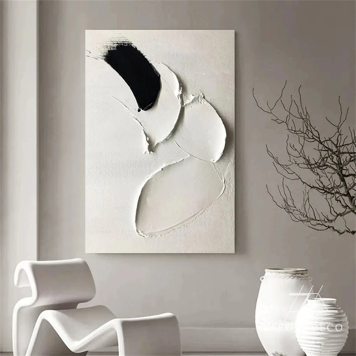 White Textured Minimalist Wall Art #WT178