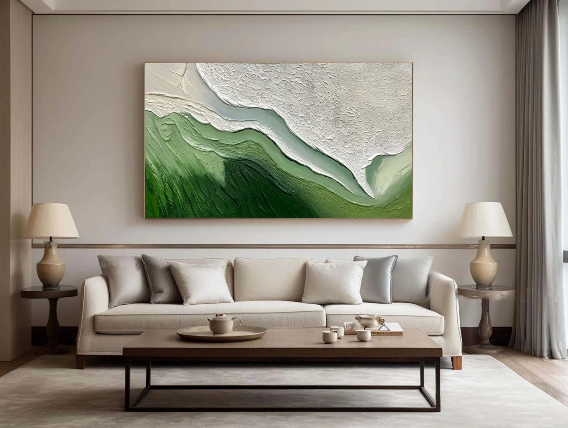 Green Textured Minimalist Wall Art #GT047