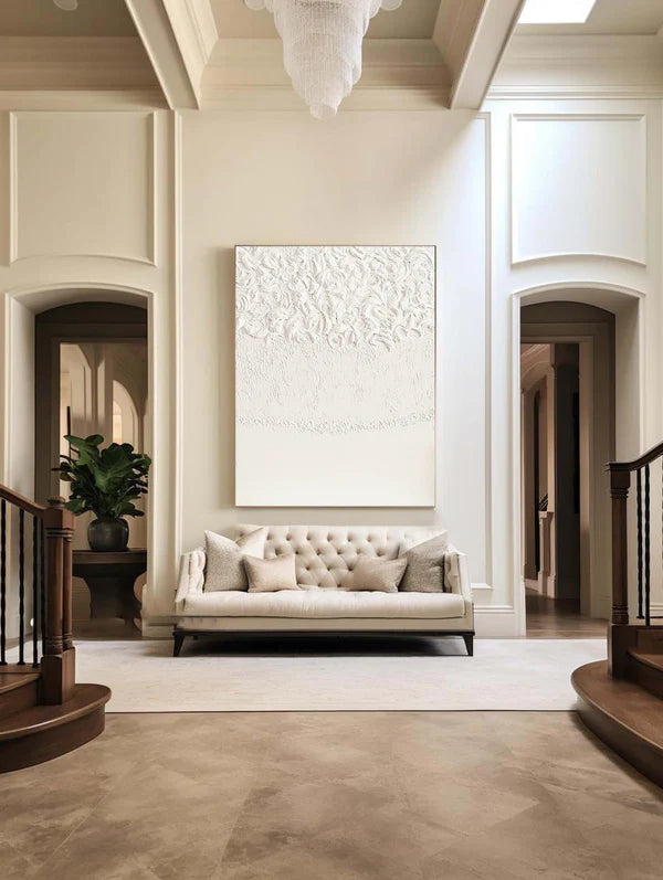 White Textured Minimalist Wall Art #WT039