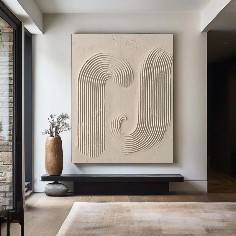 Beige & Brown Textured Minimalist Wall Art #BM006