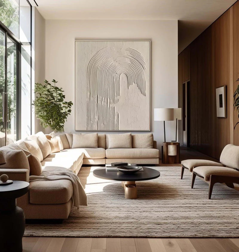 Beige & Brown Textured Minimalist Wall Art #BM009