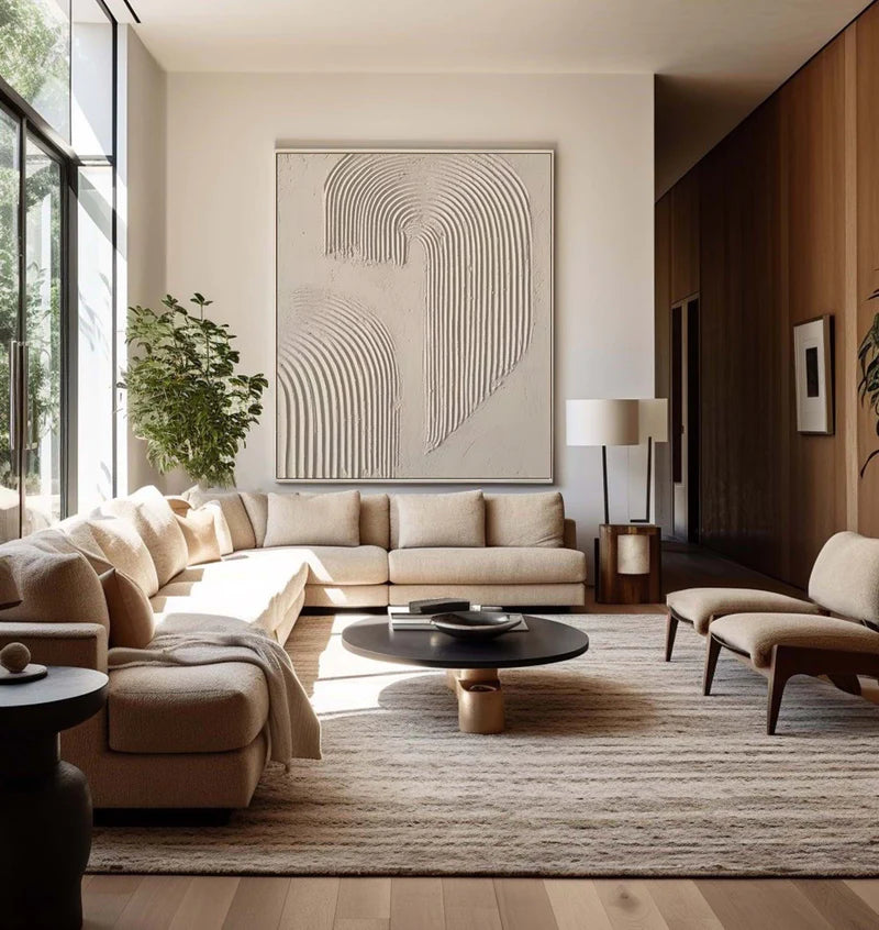 Beige & Brown Textured Minimalist Wall Art #BM011