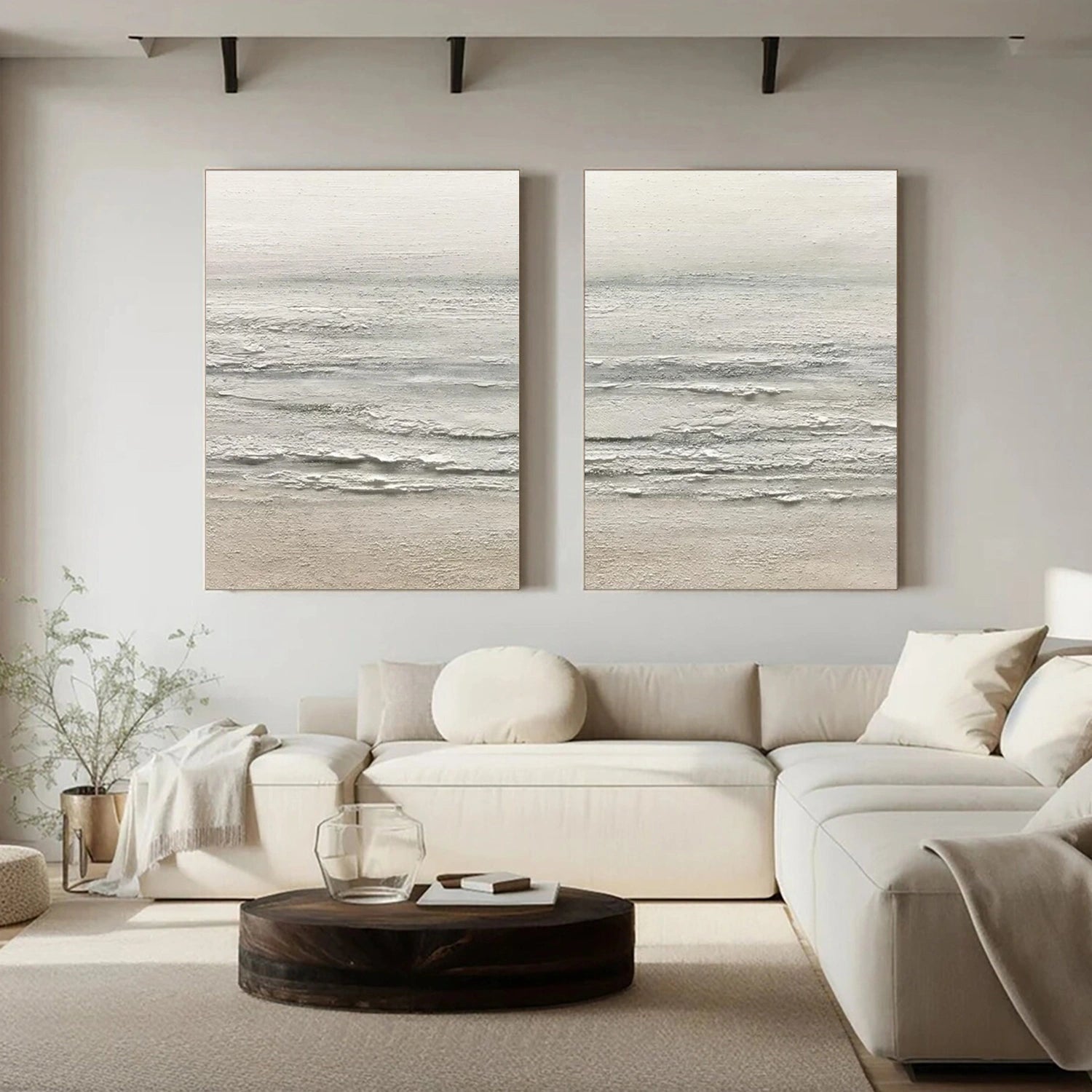 Sky And Ocean Abstract Textured Wall Art #SO359