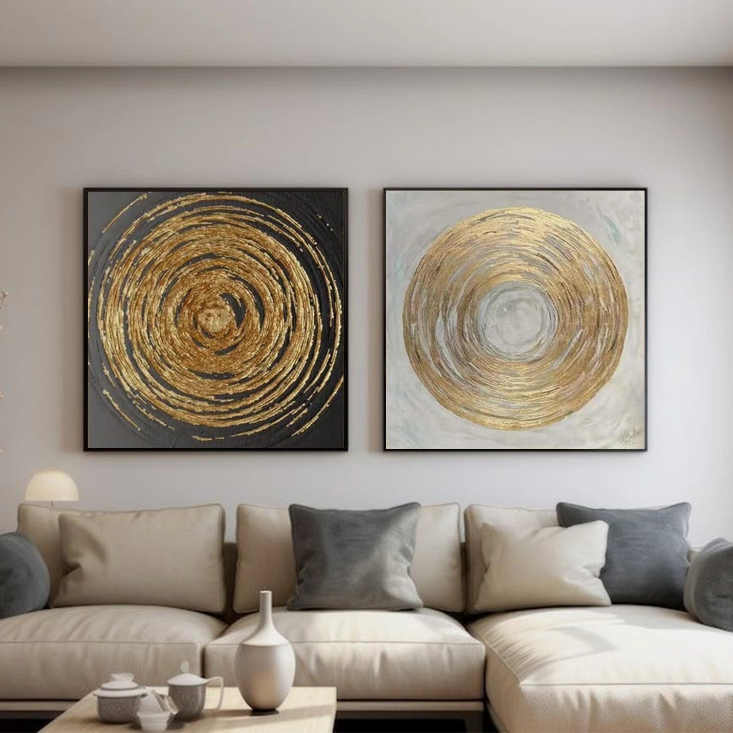 Black and White Minimalist Textured Canvas Art Set of 2 #BT083