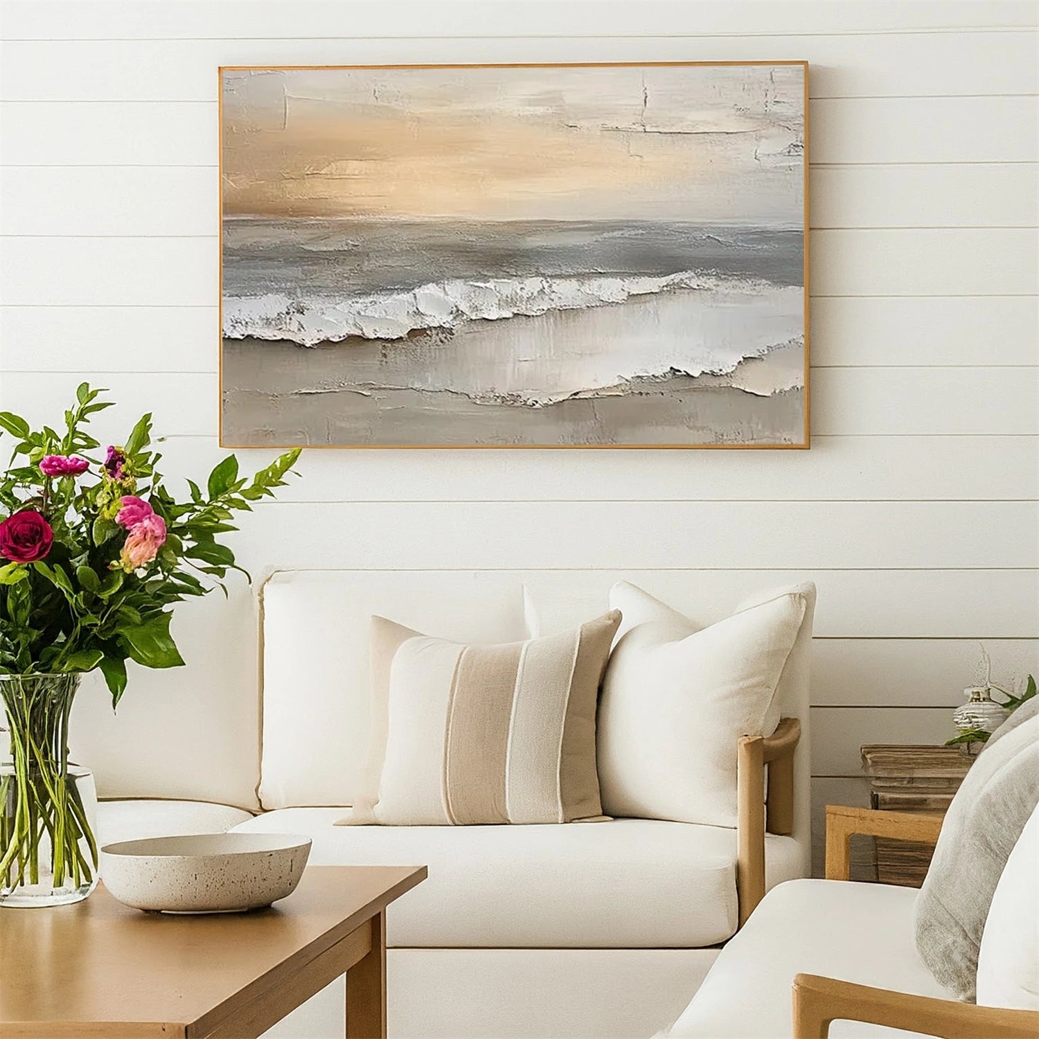 Sky And Ocean Abstract Textured Wall Art #SO360