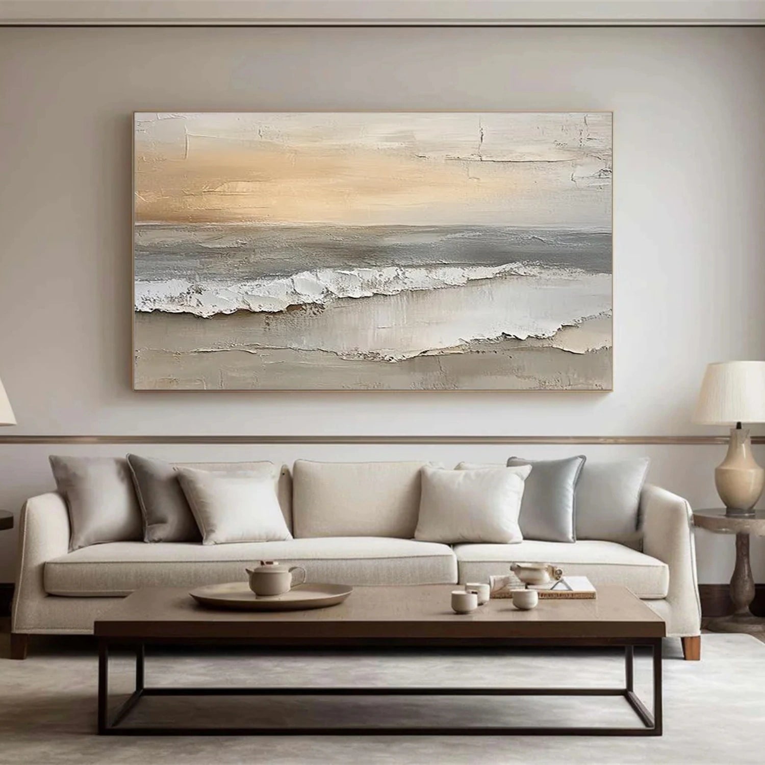 Sky And Ocean Abstract Textured Wall Art #SO360