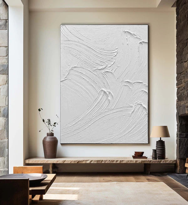 White Textured Minimalist Wall Art #WT049