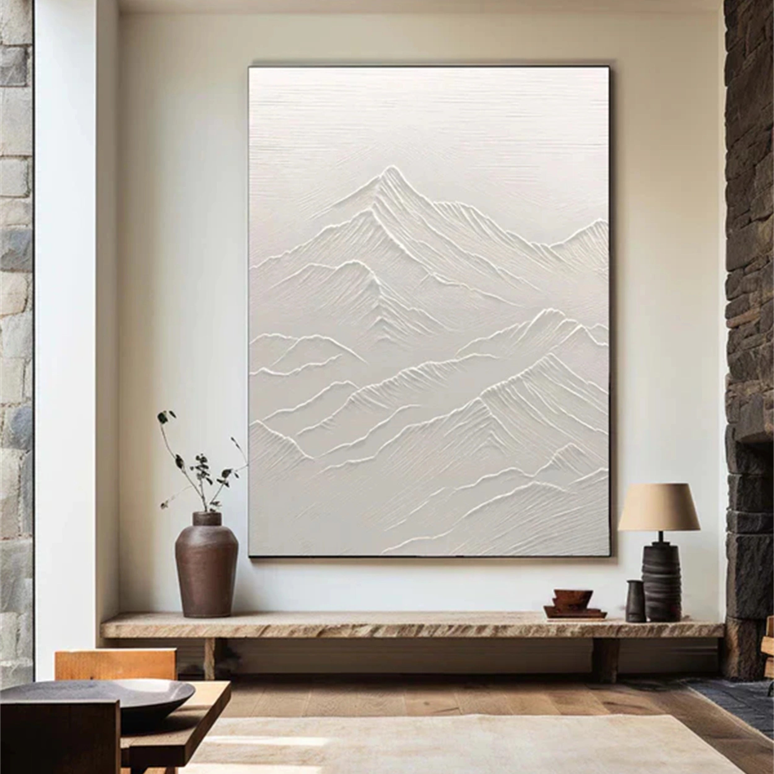 White Textured Minimalist Wall Art #WT048