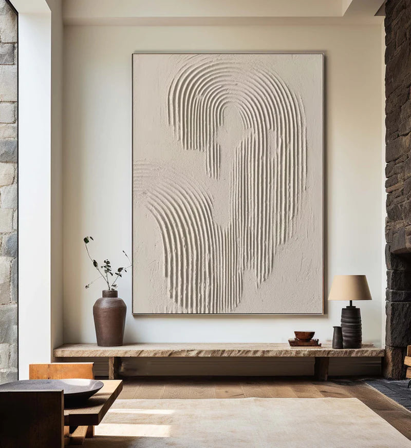 Beige & Brown Textured Minimalist Wall Art #BM013