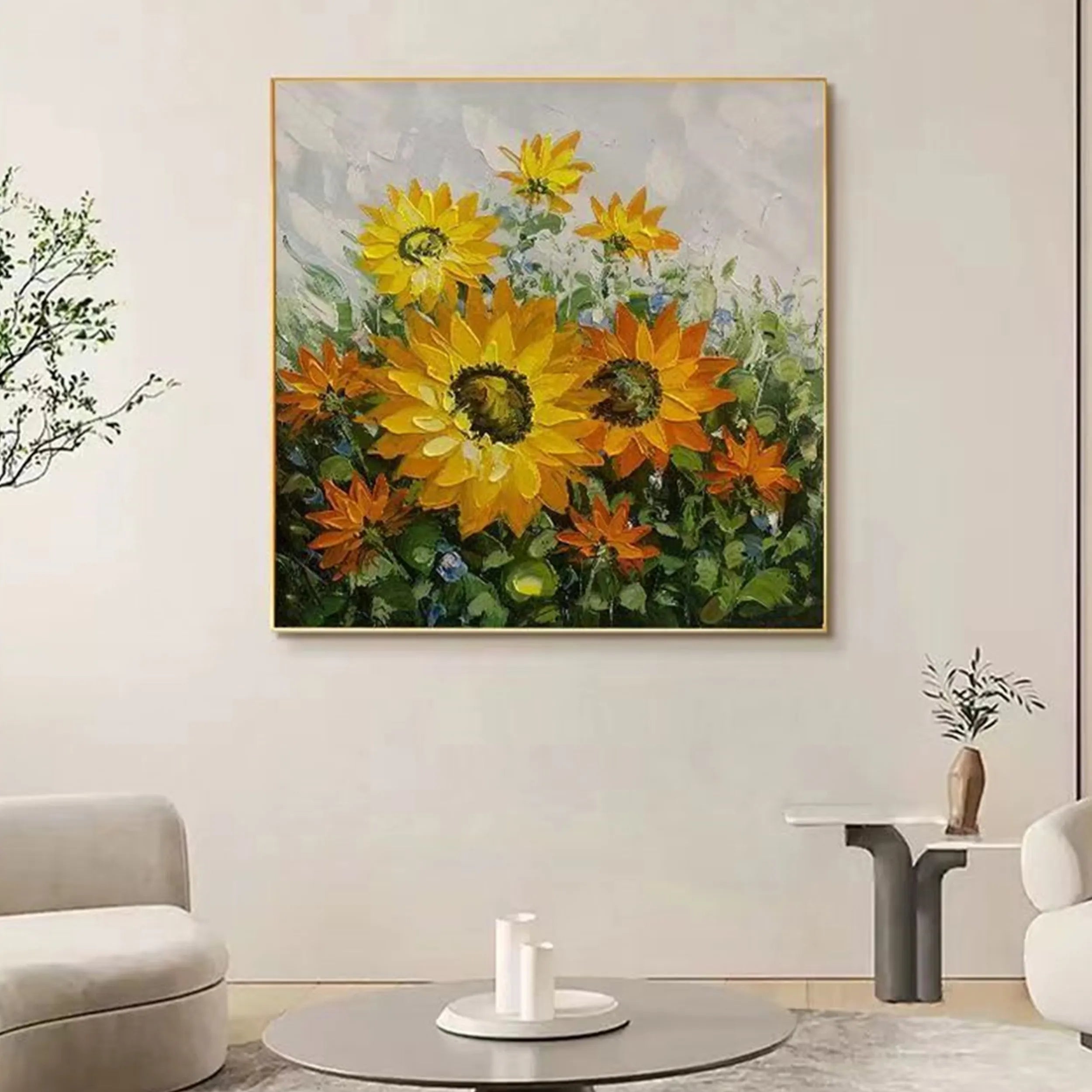 Colorful Tree And Flower Painting #TF041