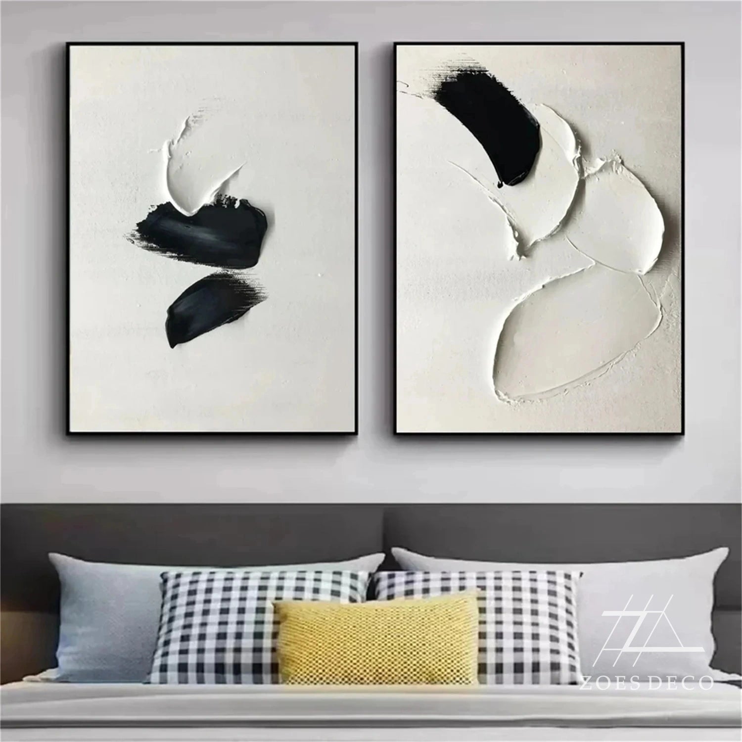 White Textured Minimalist Wall Art Set of 2 #WT179