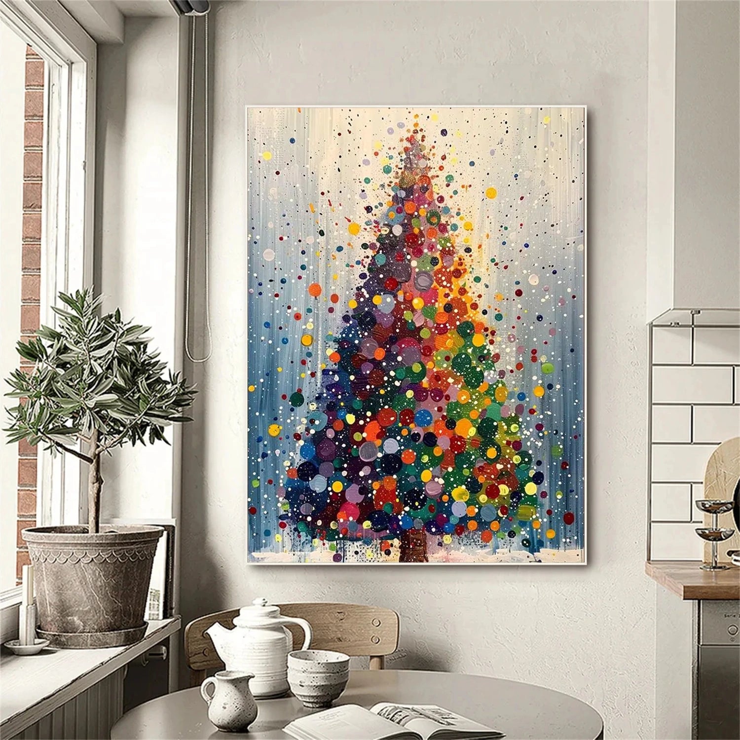 Colorful Tree And Flower Abstract Wall Art #TF171