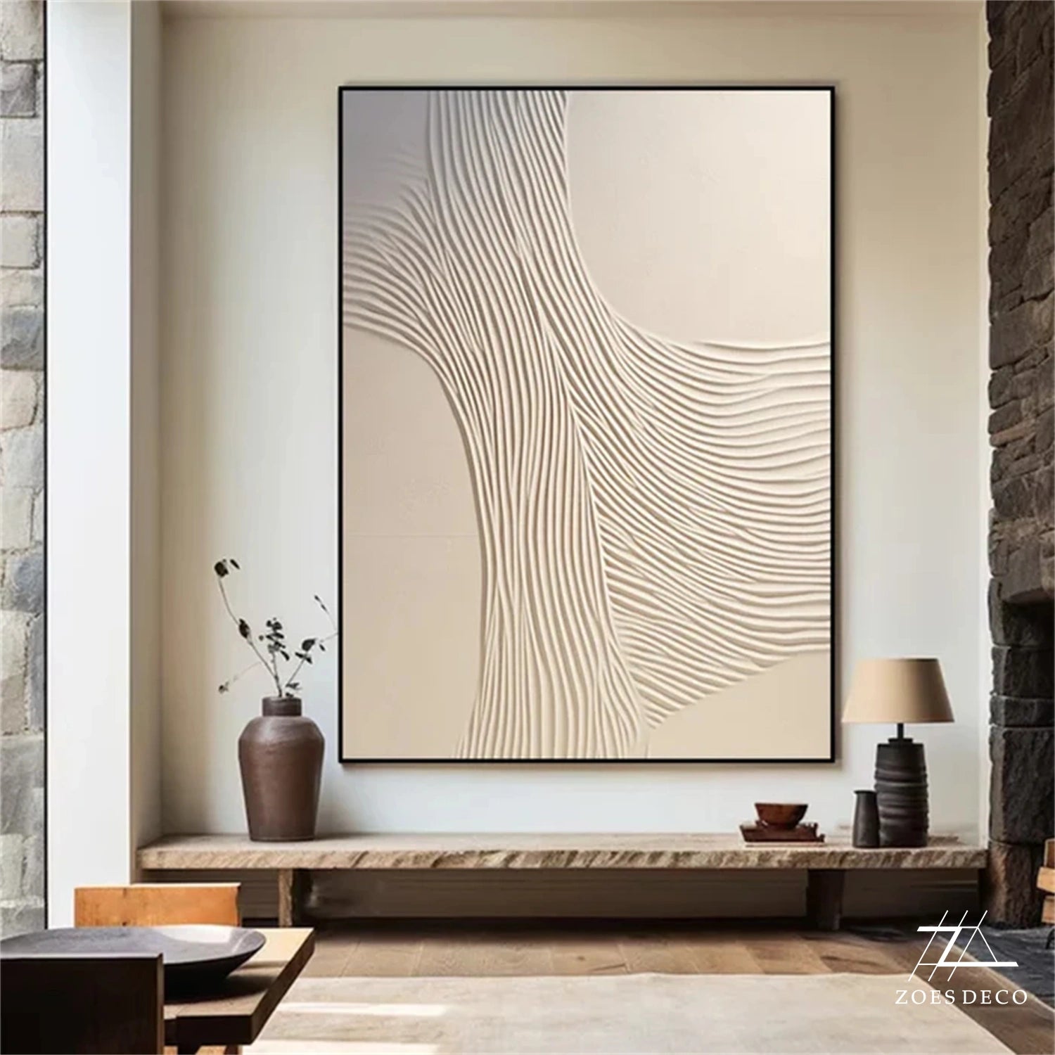 Beige & Brown Textured Minimalist Wall Art #BM031