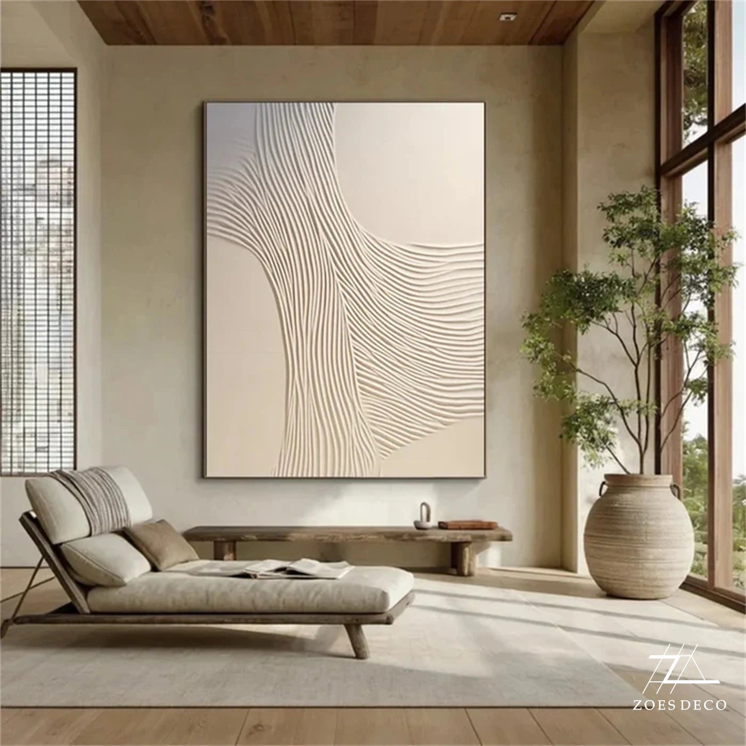Beige & Brown Textured Minimalist Wall Art #BM031