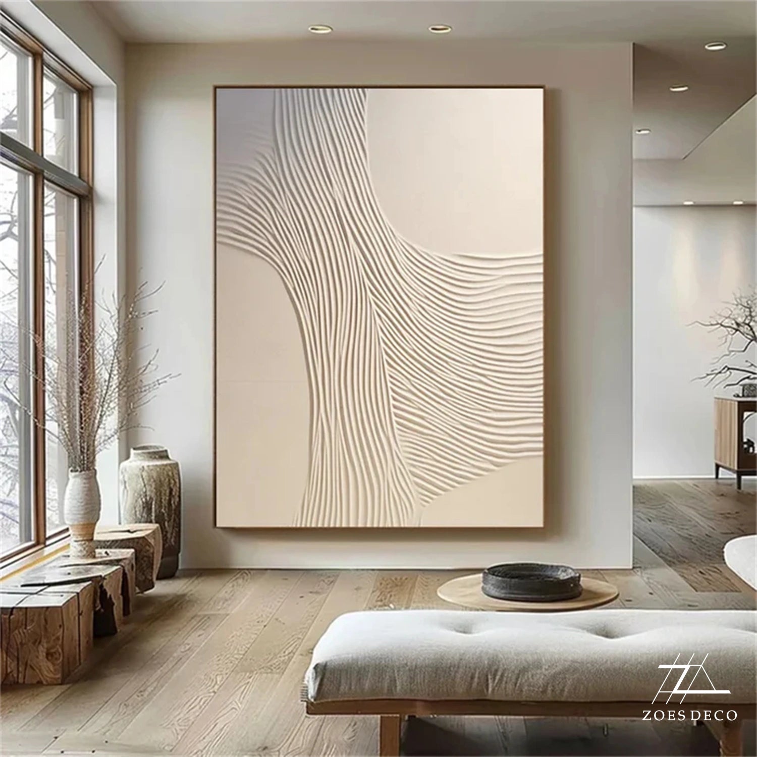 Beige & Brown Textured Minimalist Wall Art #BM031