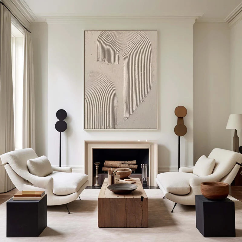 Beige & Brown Textured Minimalist Wall Art #BM011