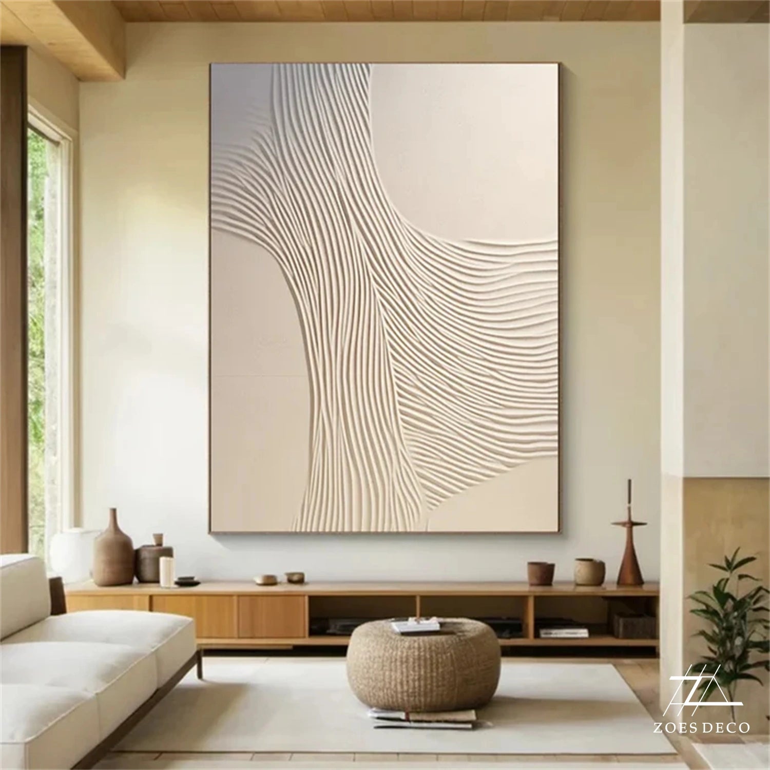 Beige & Brown Textured Minimalist Wall Art #BM031