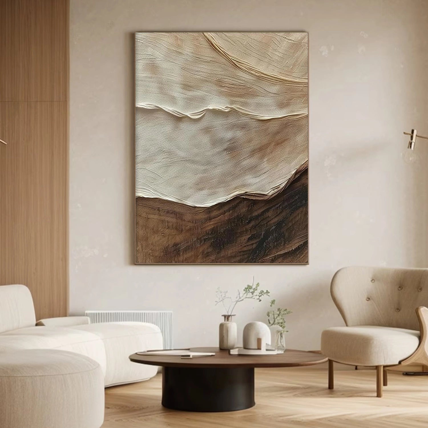 Beige and Brown Textured Minimalist Wall Art #WT220