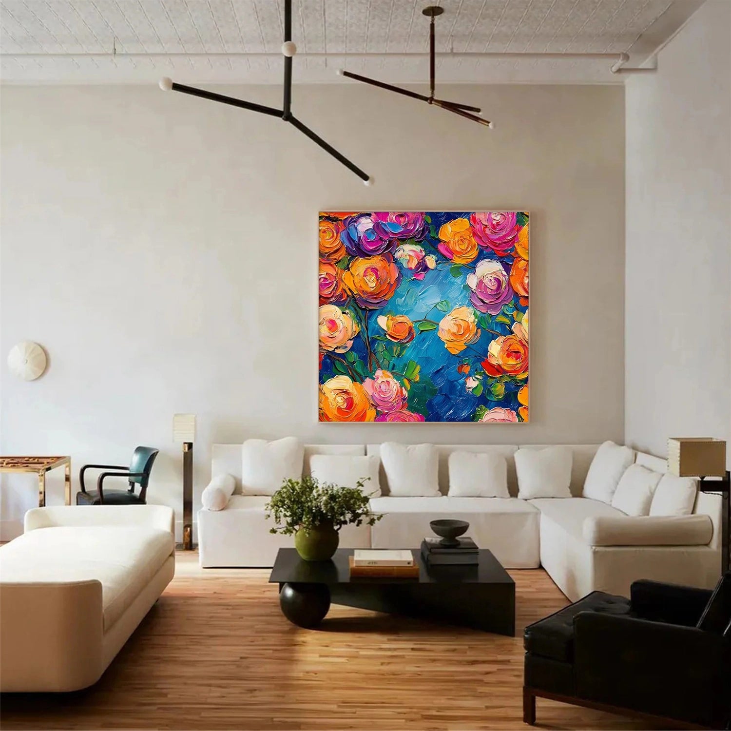 Colorful Tree And Flower Abstract Textured Wall Art #TF162