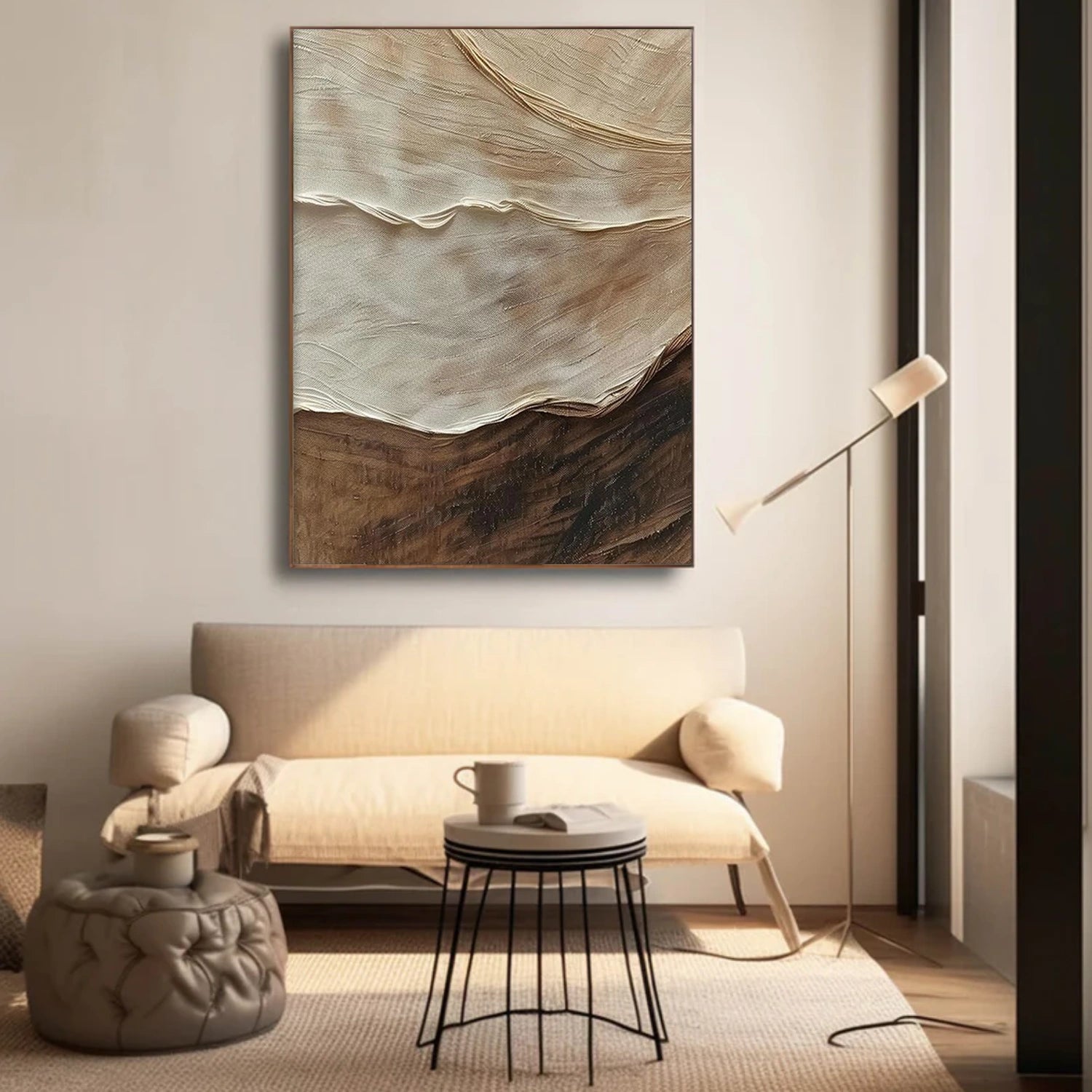 Beige and Brown Textured Minimalist Wall Art #WT220