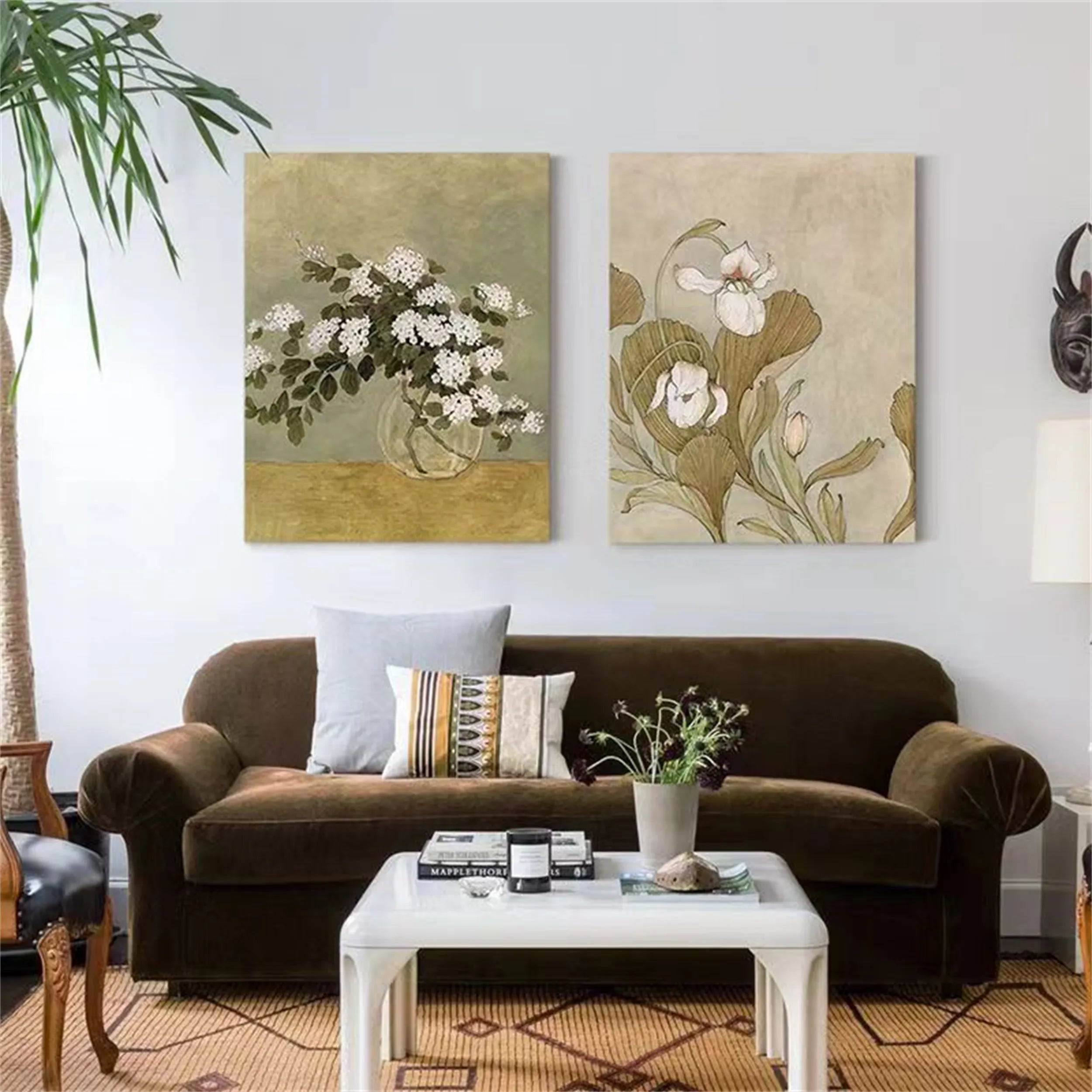 Colorful Tree And Flower Painting Set of 2 #TF045