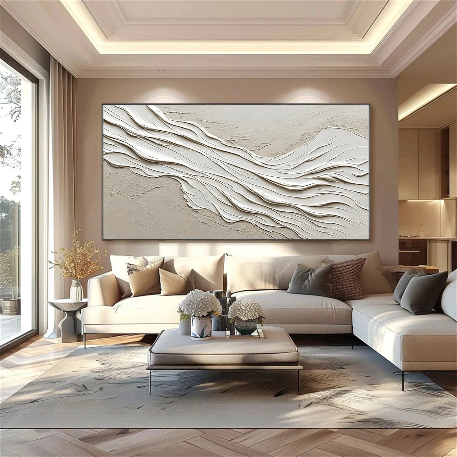 White Textured Minimalist Wall Art #WT224