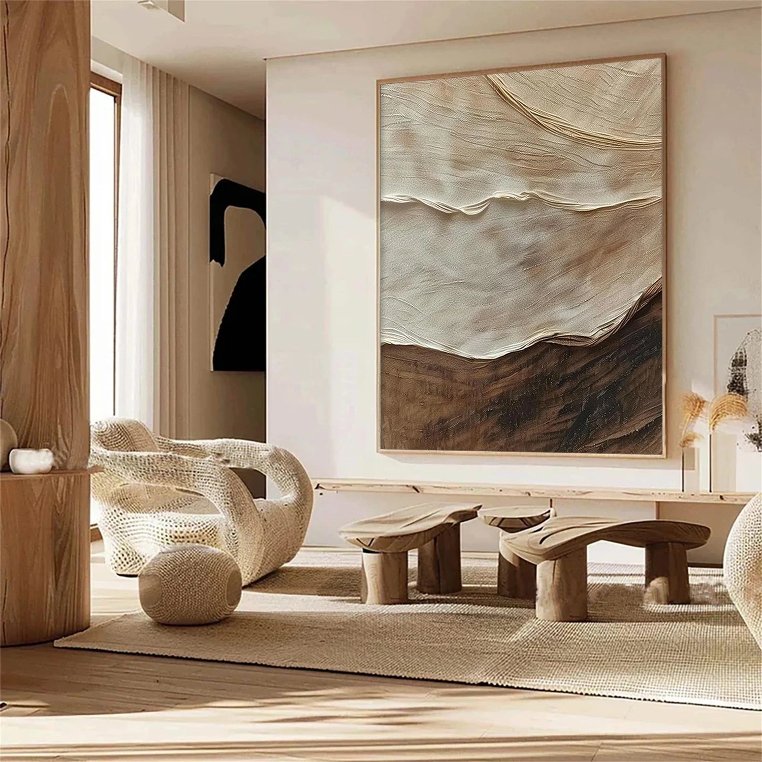 Beige and Brown Textured Minimalist Wall Art #WT220