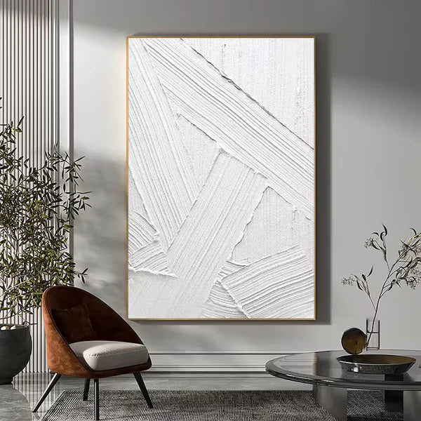 White Textured Minimalist Wall Art #WT037