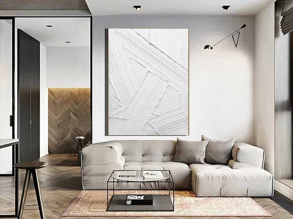 White Textured Minimalist Wall Art #WT037