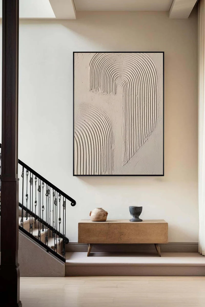 Beige & Brown Textured Minimalist Wall Art #BM011