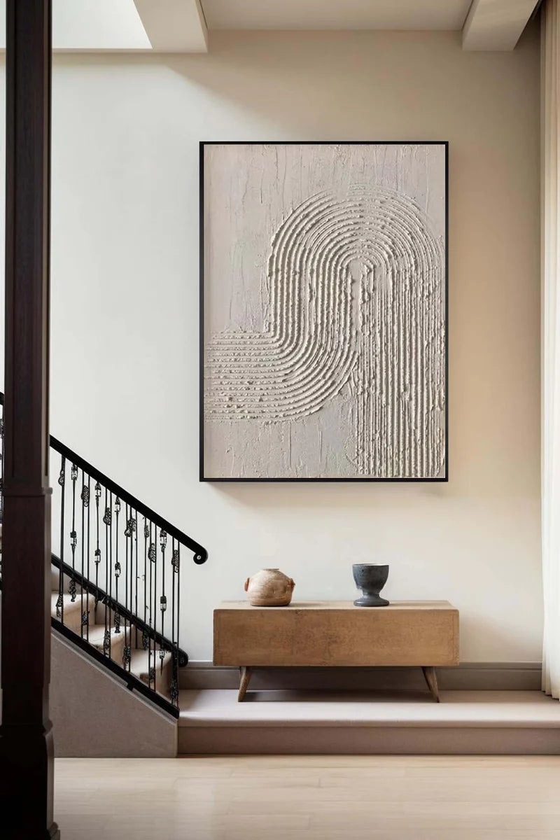 Beige & Brown Textured Minimalist Wall Art #BM012