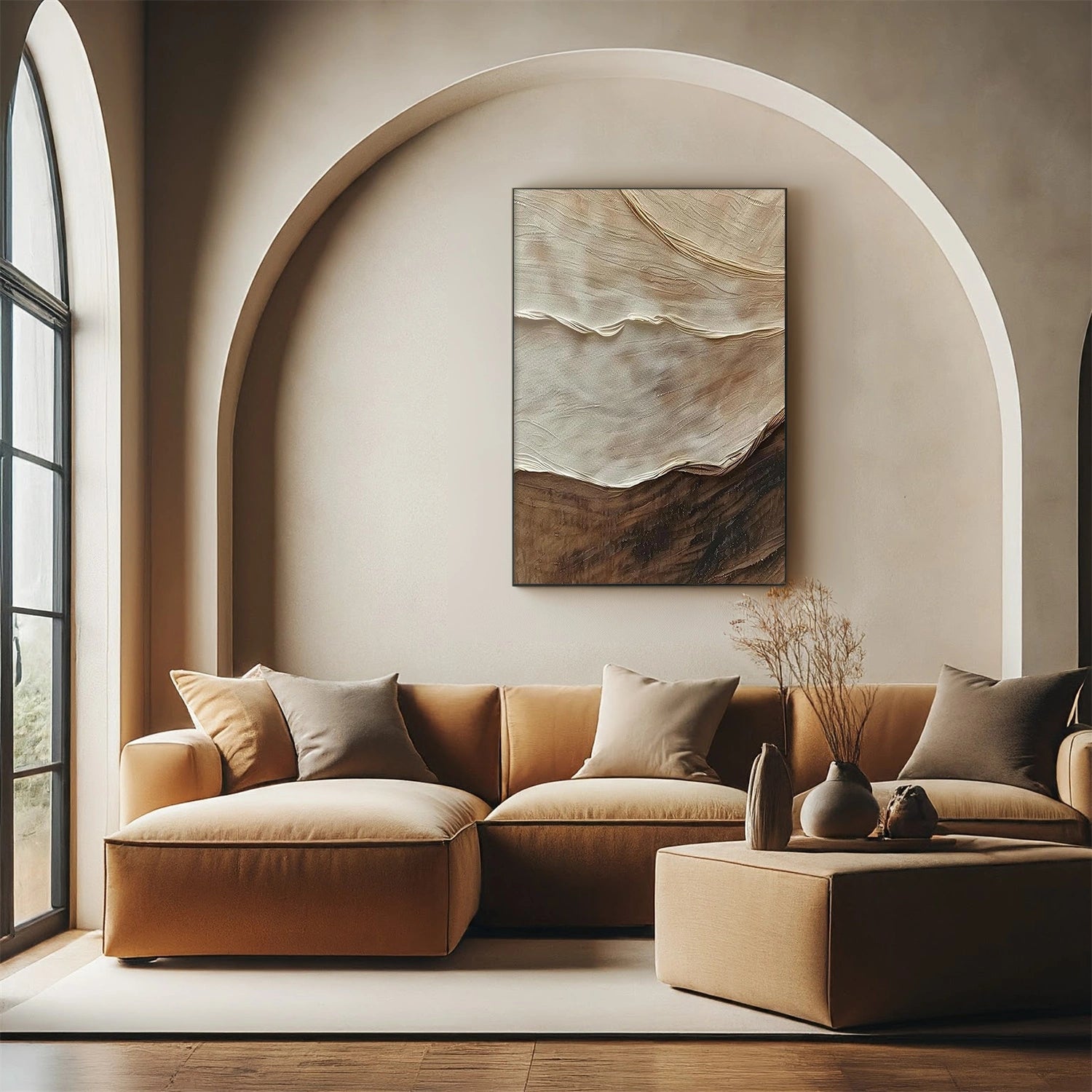 Beige and Brown Textured Minimalist Wall Art #WT220