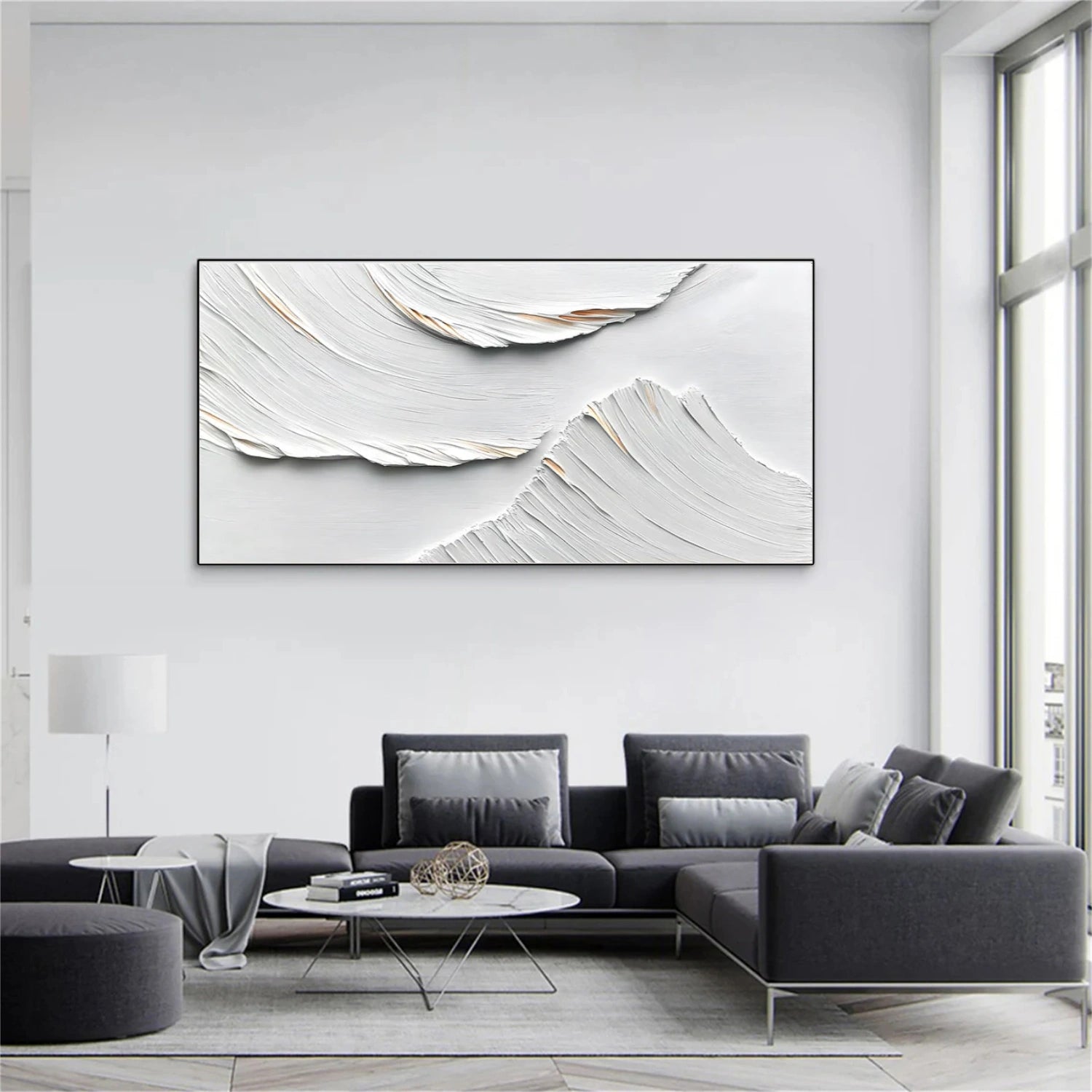 White Textured Minimalist Wall Art #WT195