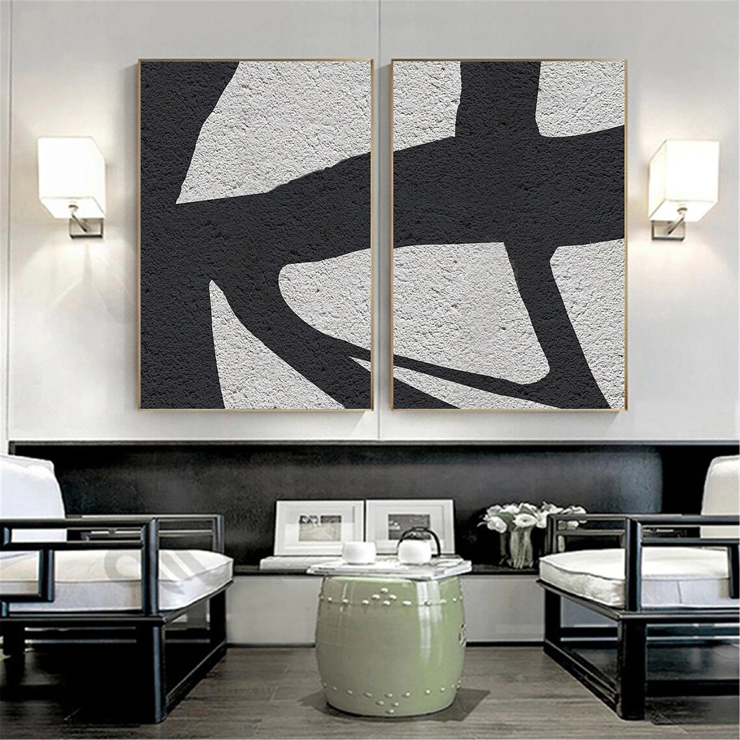 Wabi Sabi Abstract Wall Art Set of 2 #WA112