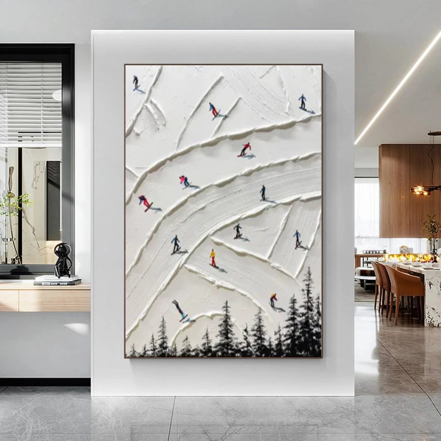 Skiing Sport Textured Wall Art #BA036
